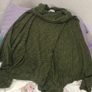 Green pancho with laces back